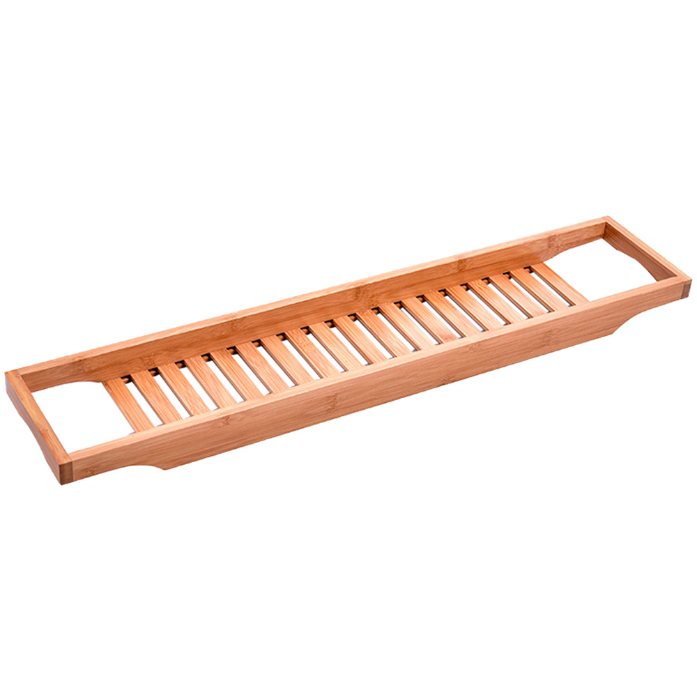 Living and Home Wood Bamboo Bath Tray for Bathroom Image 1