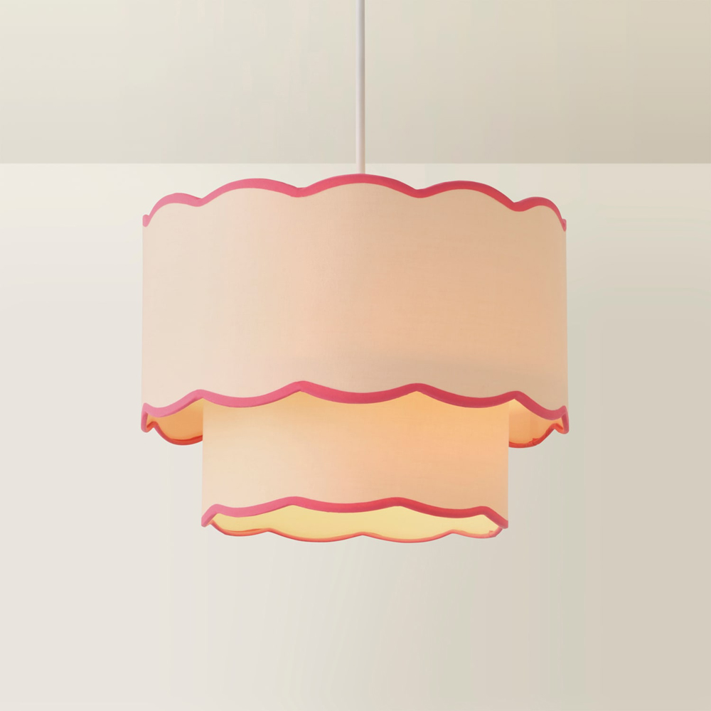 ValueLights Sloane 2 Tier Pink Colour Clash Scalloped Shade Image 5