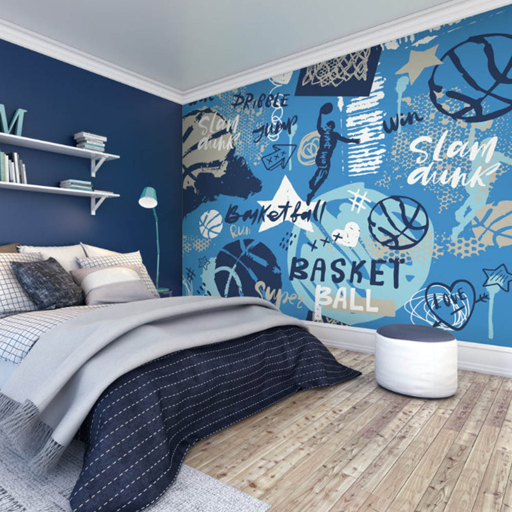 Origin Murals Graffiti Basketball Blue Wall Mural Image 3