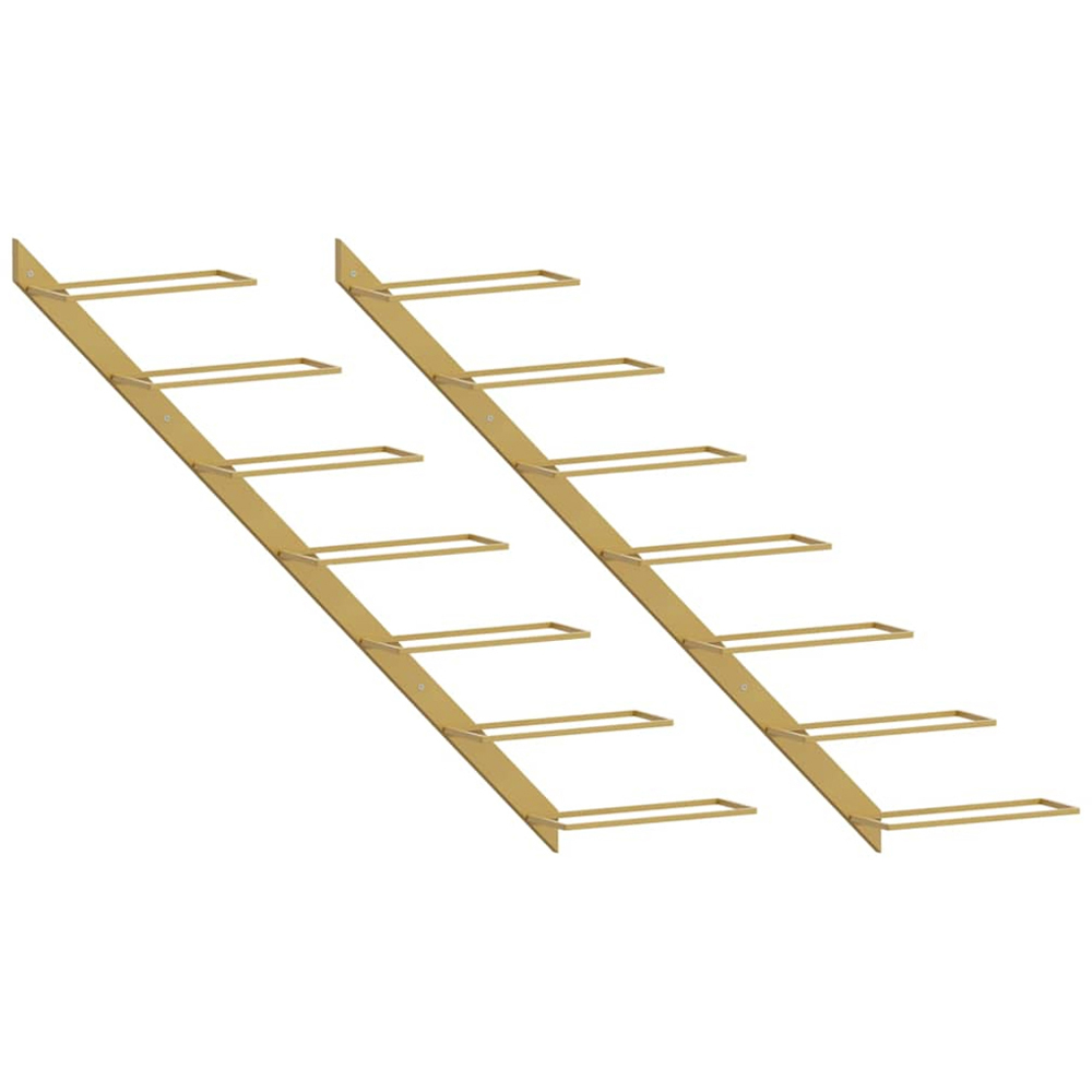 vidaXL 7 Bottle Gold Ladder Style Wall Mounted Wine Rack Set of 2 Image 3