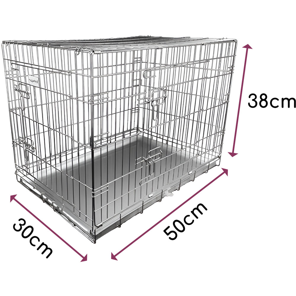 HugglePets X Small Silver Dog Cage with Metal Tray 50cm Image 5