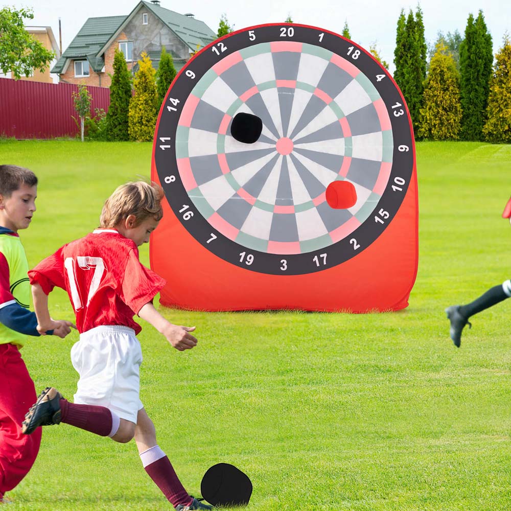 Costway Red Large Dart Board with 4 Kick Balls Image 4