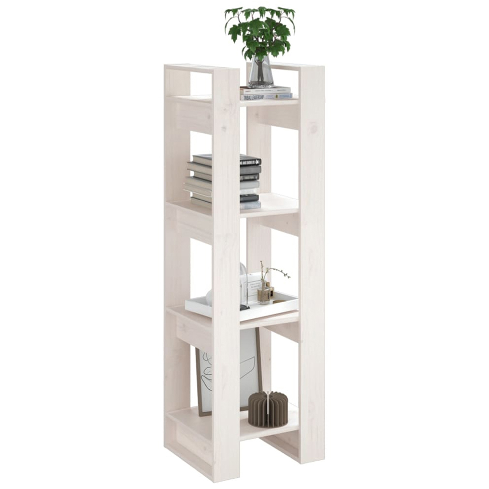 vidaXL 4 Shelf White Solid Pine Wood Bookcase Image 4