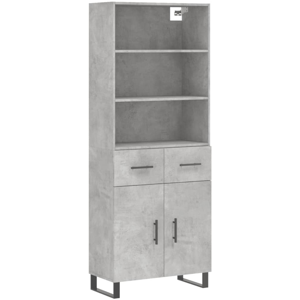 vidaXL 2 Door 2 Drawer 3 Shelf Concrete Grey Highboard Image 2