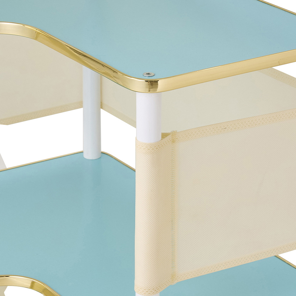Living and Home 6 Shelf White and Blue L-Shaped Corner Bookcase Image 3