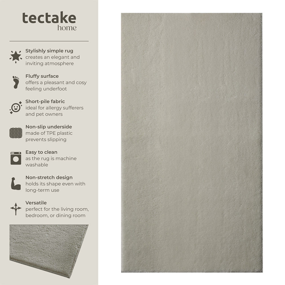 tectake Zonelle Sand Short Pile Ultra Soft Rug 150 x 80cm Image 7