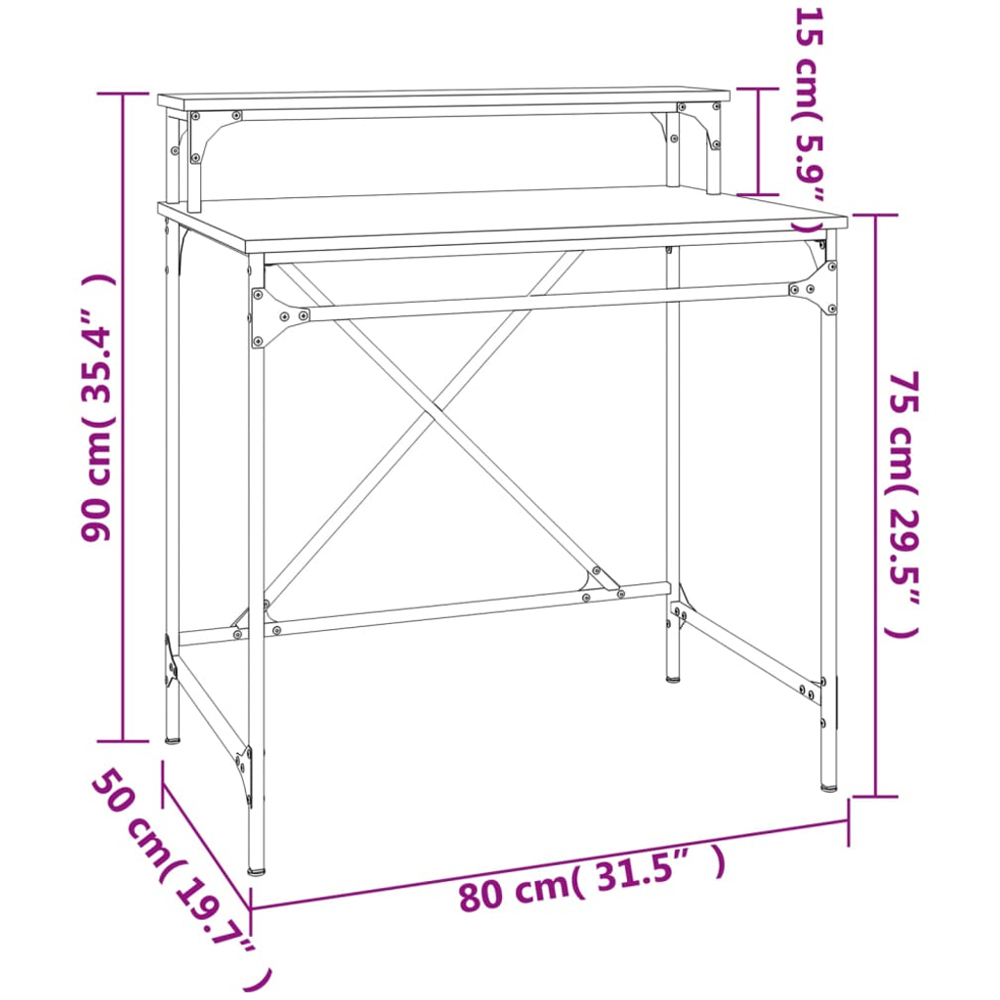 vidaXL Single Shelf Desk Grey Sonoma Image 9