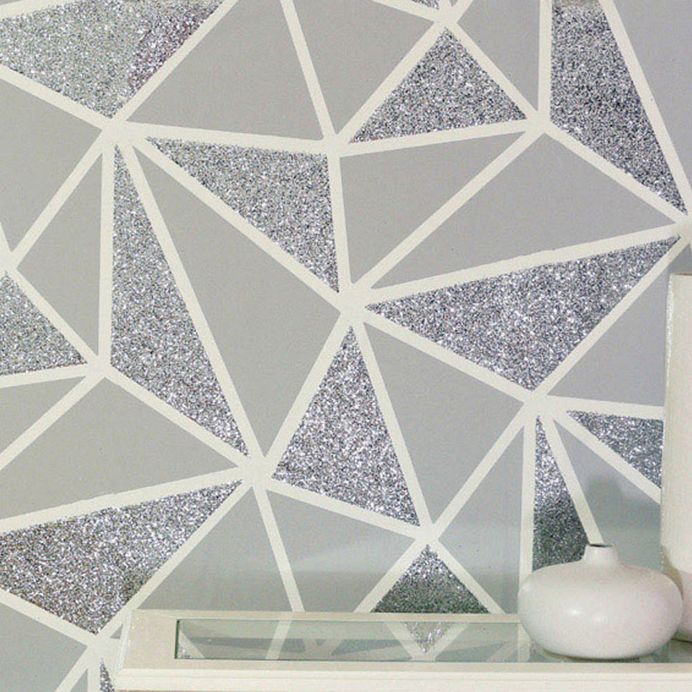 Arthouse Sequin Fragments Silver and Grey Wallpaper Image 3