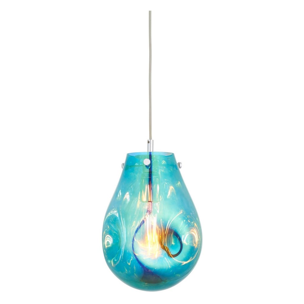 Merano Perugia Small Metallic Glass Petrol Pendant Ceiling Lamp Image 3