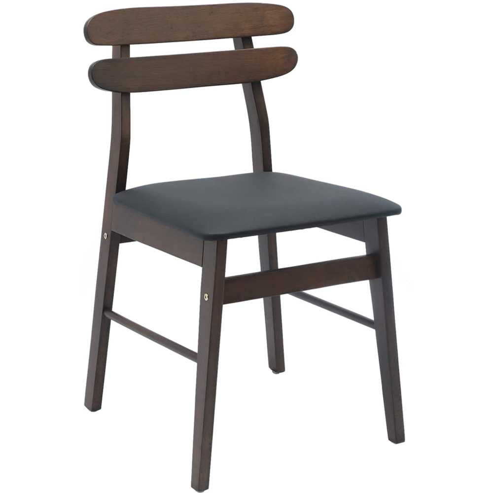 vidaXL Set of 2 Light Brown and Black Rubberwood Rectilinear Vintage Dining Chairs Image 2