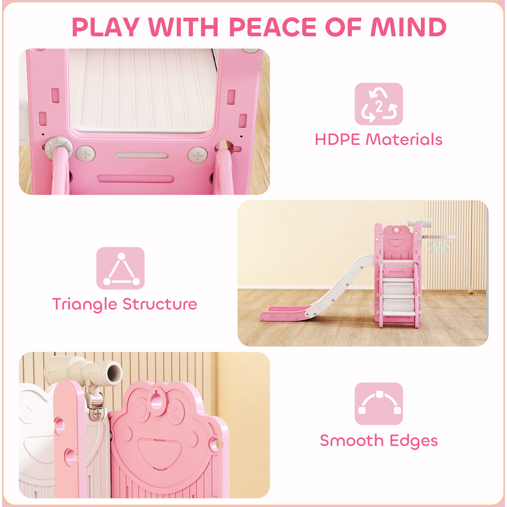Tommy Toys AIYAPLAY 5-in-1 Pink Frog Toddler Playset with Basketball Hoop and Telescope Image 6