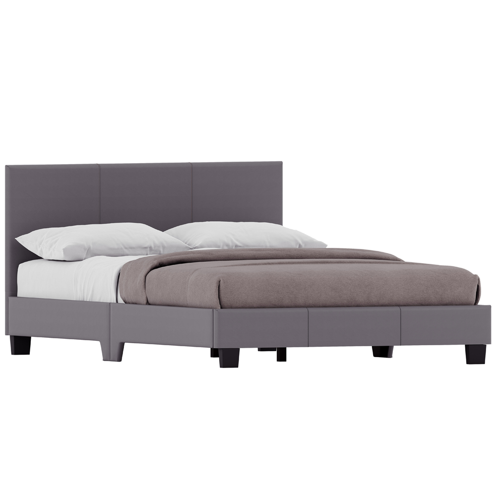 VIDA DESIGNS Lisbon Double Grey Faux Leather Bed Frame Image 2