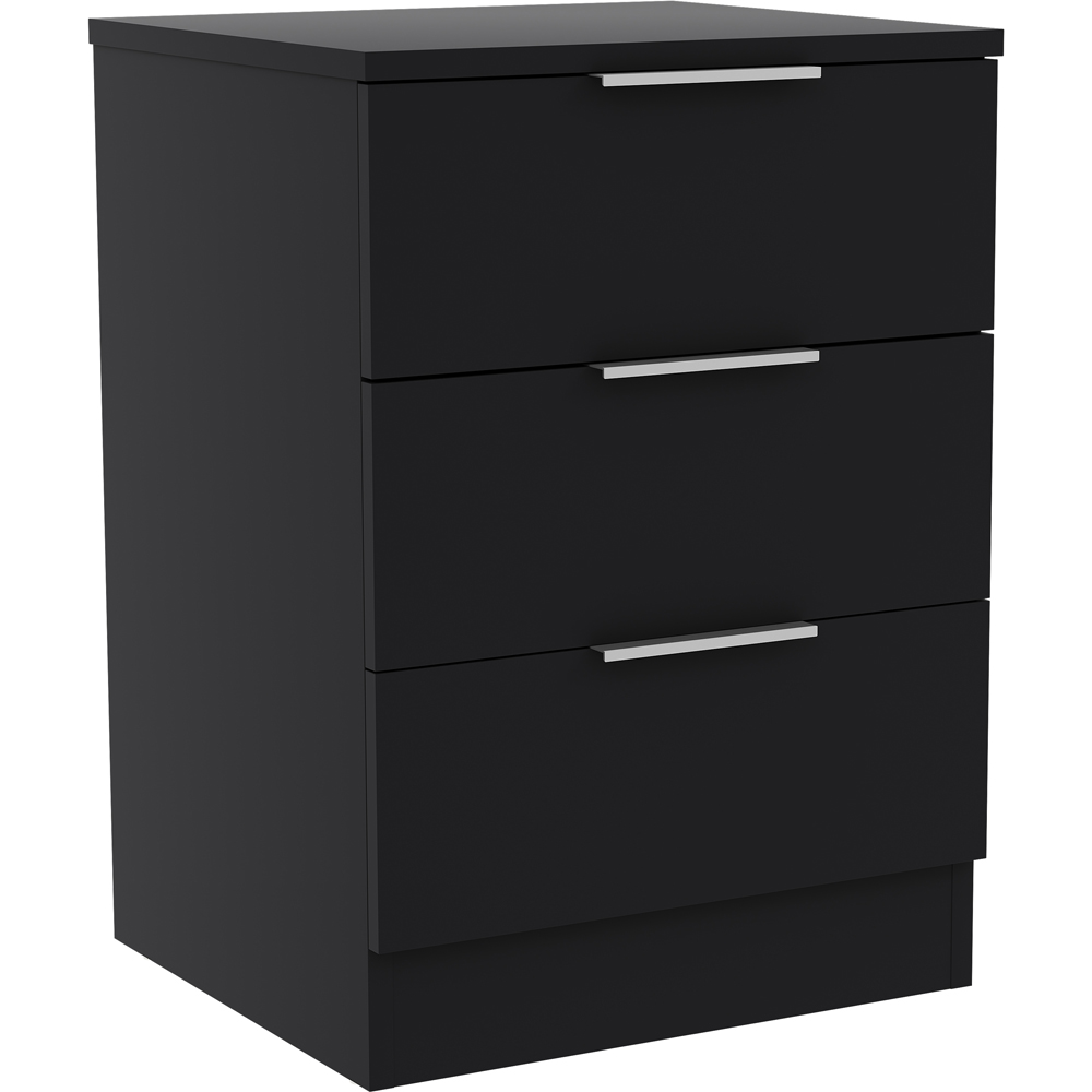 VIDA DESIGNS Terga 3 Drawer Black Bedside Cabinet Image 2