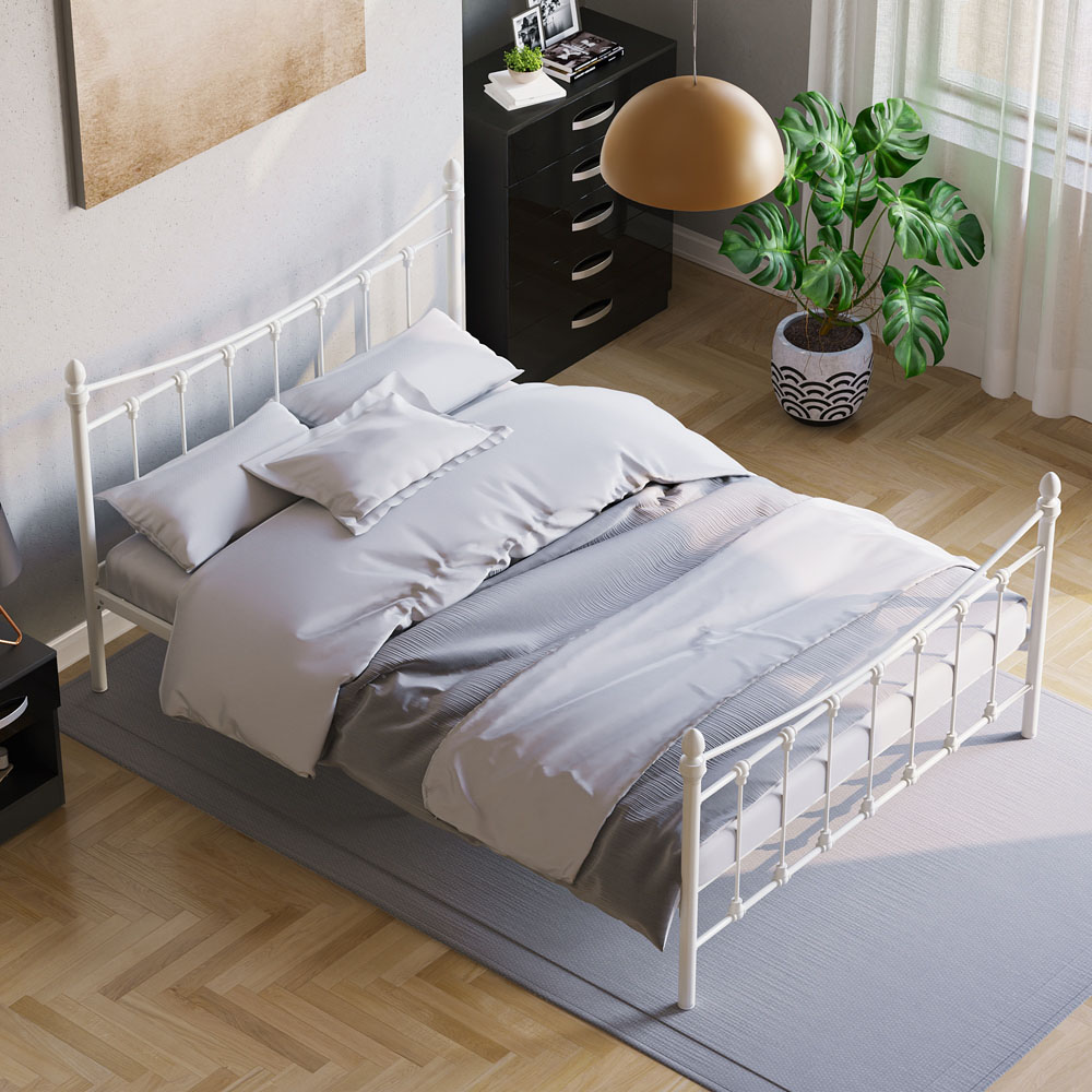 Vida Designs Paris Double White Metal Bed Frame Image 6