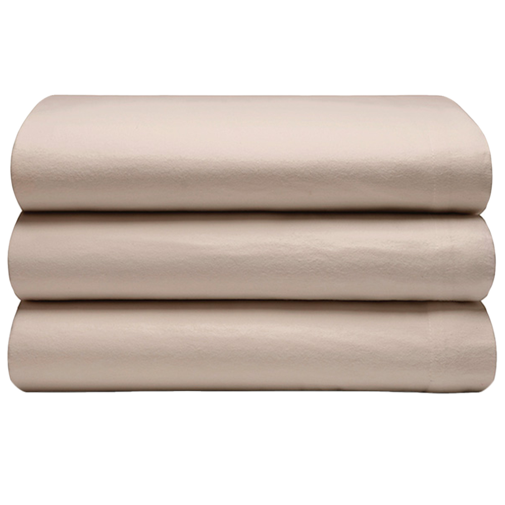 Serene Double Cream Brushed Cotton Flat Bed Sheet Image 1