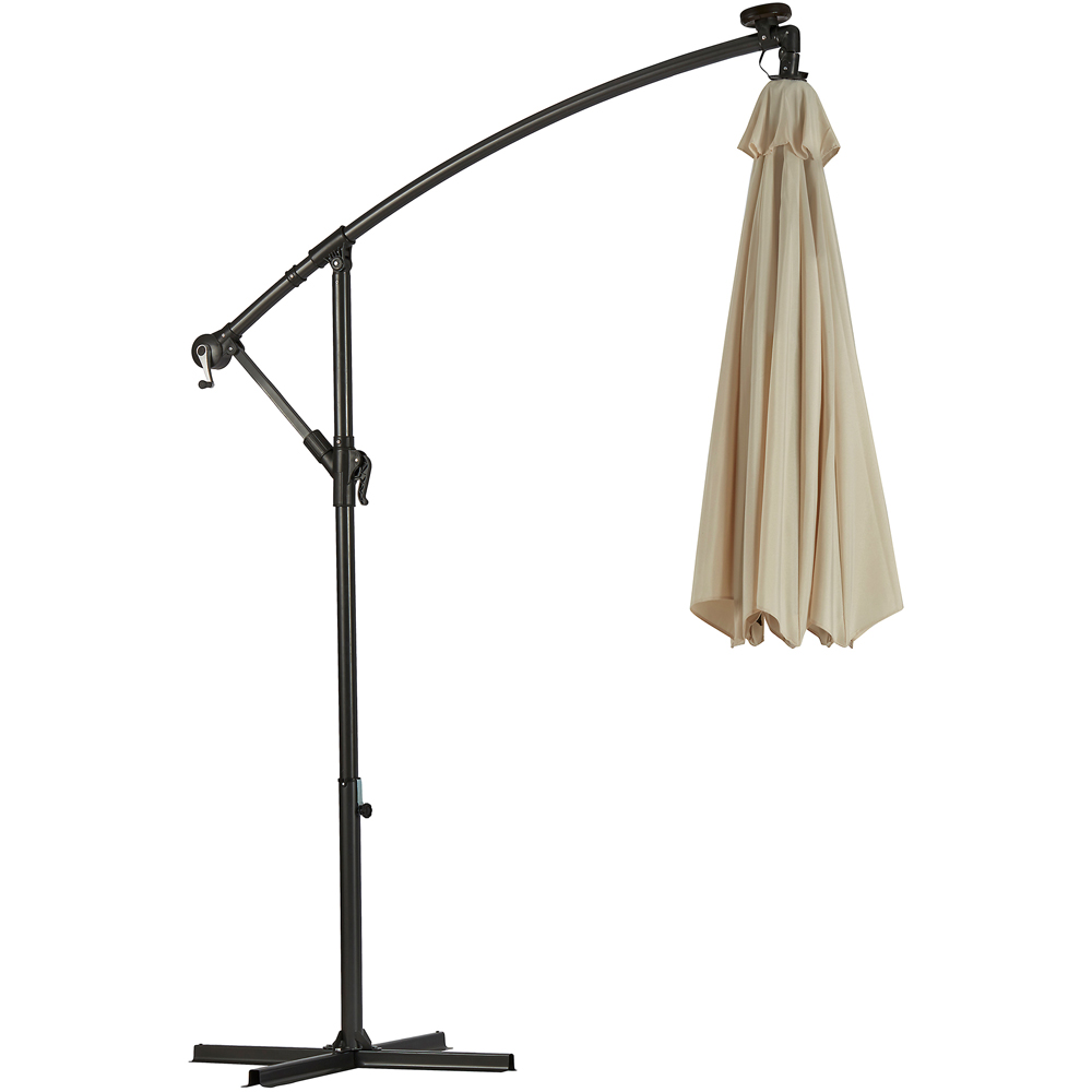 Garden Gear Cream Solar LED Cantilever Parasol with Cover Image 3