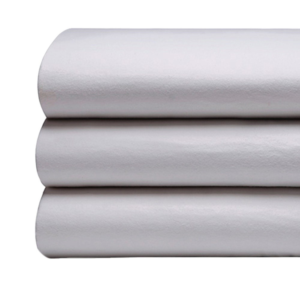 Serene Double Grey Brushed Cotton Flat Bed Sheet Image 2