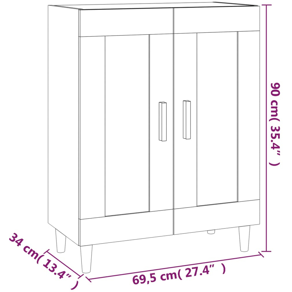 vidaXL 2 Door Brown Oak Sideboard Image 9