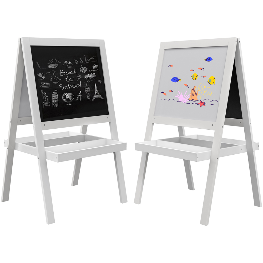 AIYAPLAY 2 in 1 Blue Kids Double Sided Easel with Storage Shelf Image 3