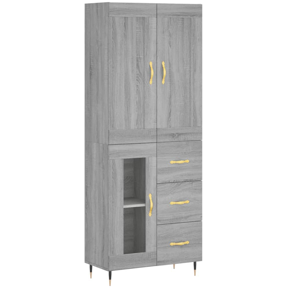 vidaXL 3 Door 3 Drawer Grey Sonoma Highboard Image 2