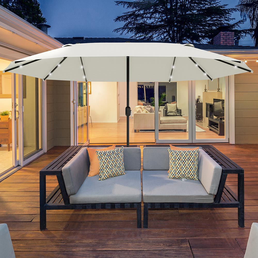 Outsunny 4.4m Sun Umbrella Cream White | Wilko Outsunny 4.4m Sun Umbrella Cream White | Wilko