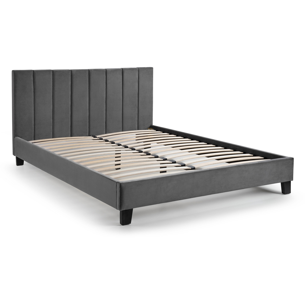 Julian Bowen Rosa King Size Grey Velvet Bed in a Box Image 3