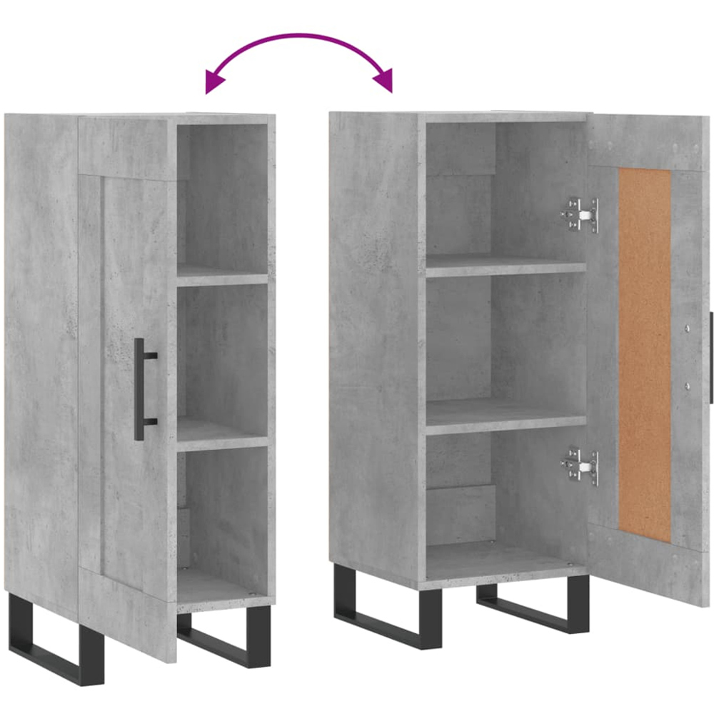 vidaXL Single Door Concrete Grey Wooden Sideboard Image 9