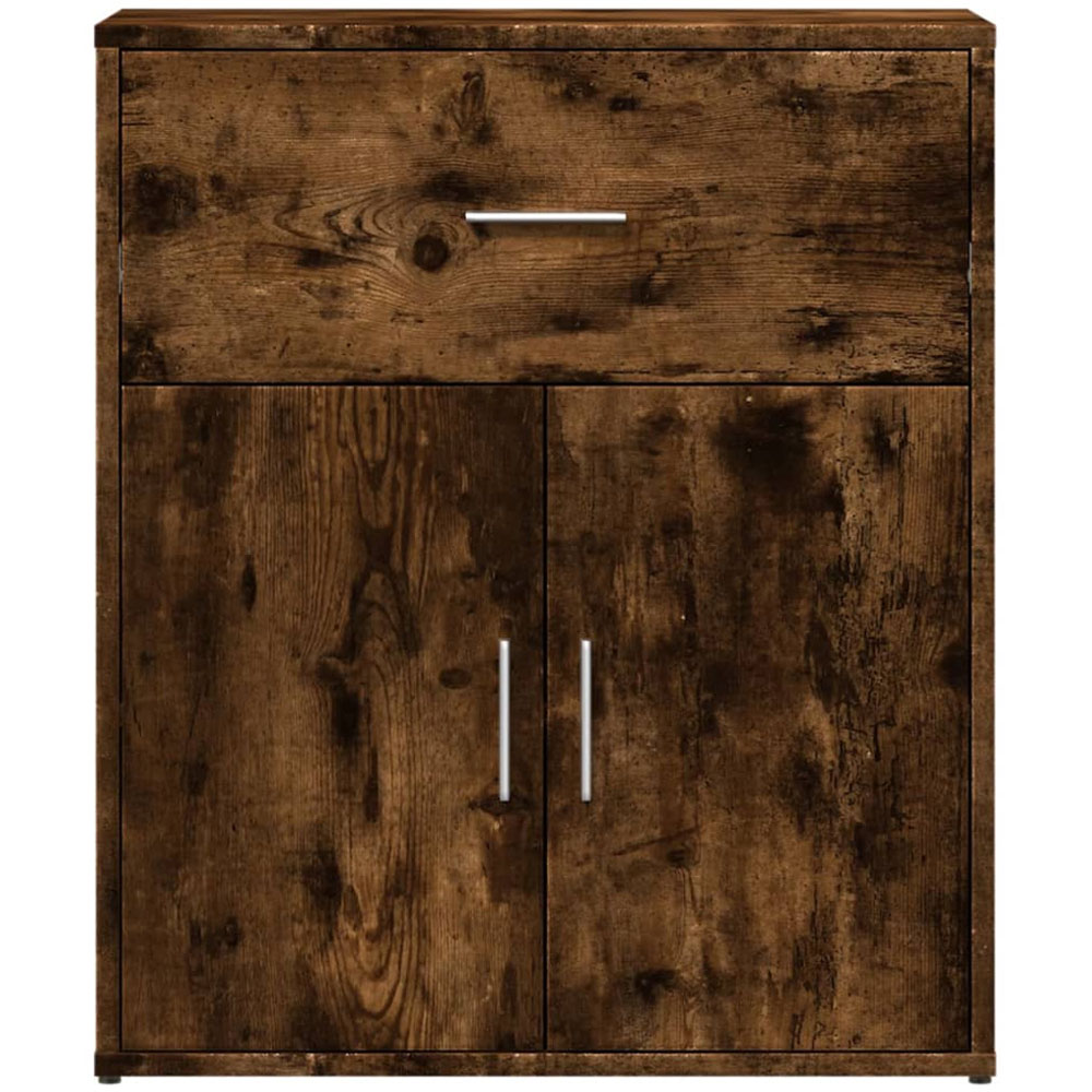vidaXL 2 Door Single Drawer Smoked Oak Sideboard Image 5