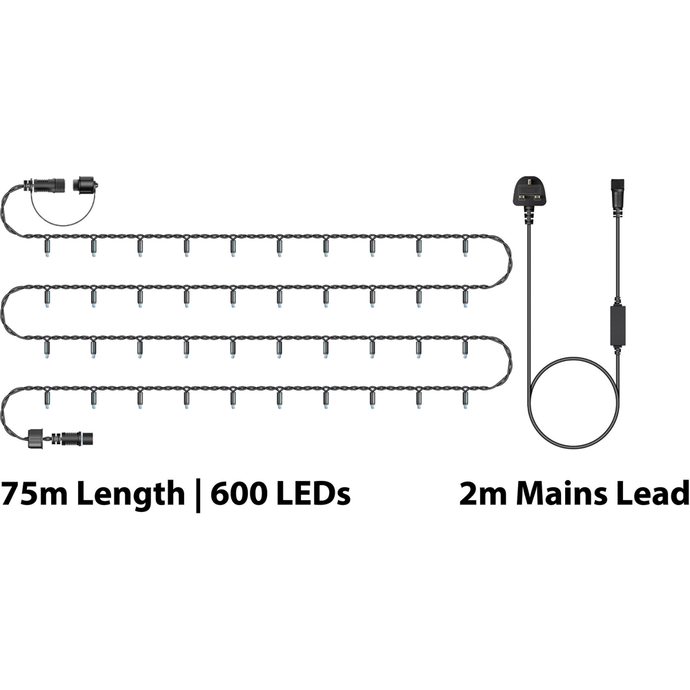 Eagle Connect Warm White LED Black String Light 75m Image 6