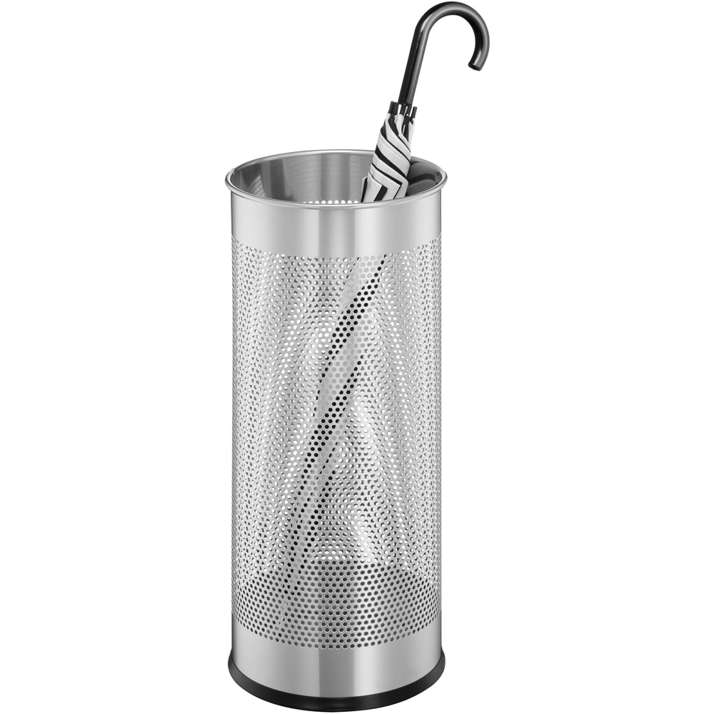 Durable Silver Perforated Steel Umbrella Stand 29L Image 2