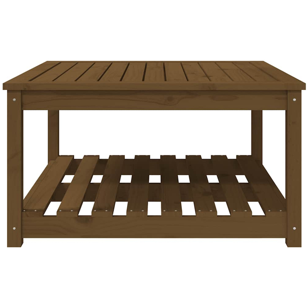 vidaXL Single Shelf Honey Brown Solid Pine Wood Slatted Garden Table 82.5 x 82.5cm Image 3