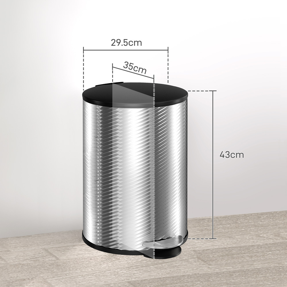 HOMCOM Silver Stainless Steel Soft Close Pedal Bin 20L Image 9