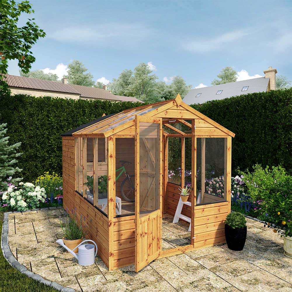 Mercia Wooden 10 x 6ft Traditional Apex Greenhouse Combi Shed Image 2