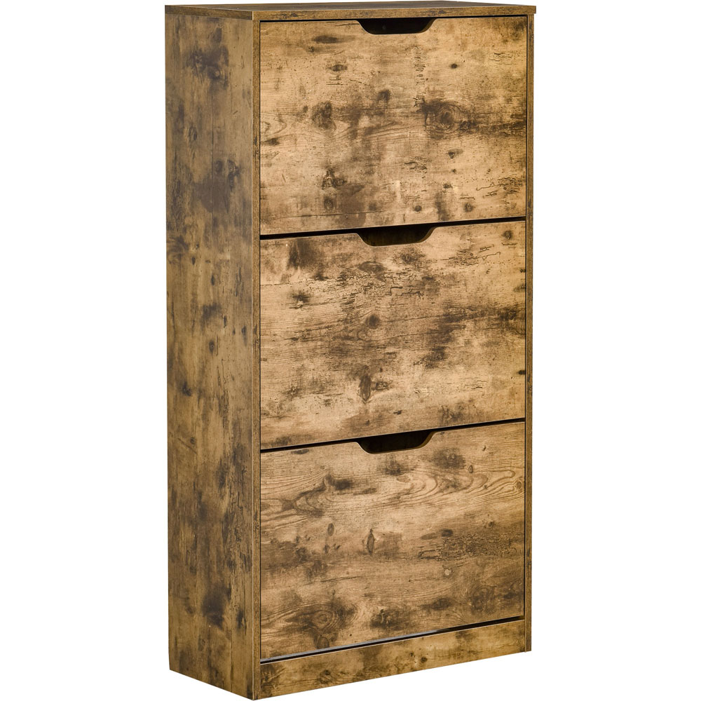 Portland 3 Door Rustic Brown Shoe Cabinet Image 2