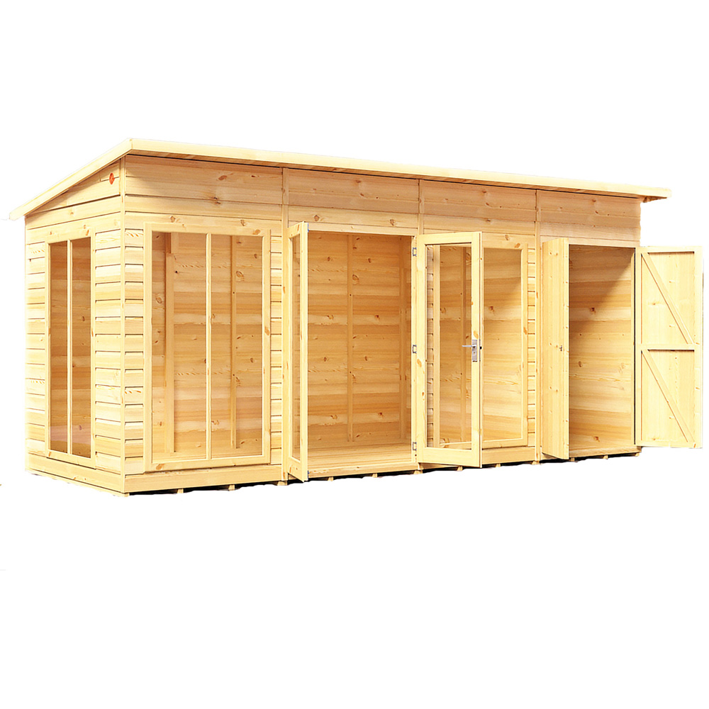 Shire Lela 16 x 6ft Double Door Summerhouse with Storage Image 1