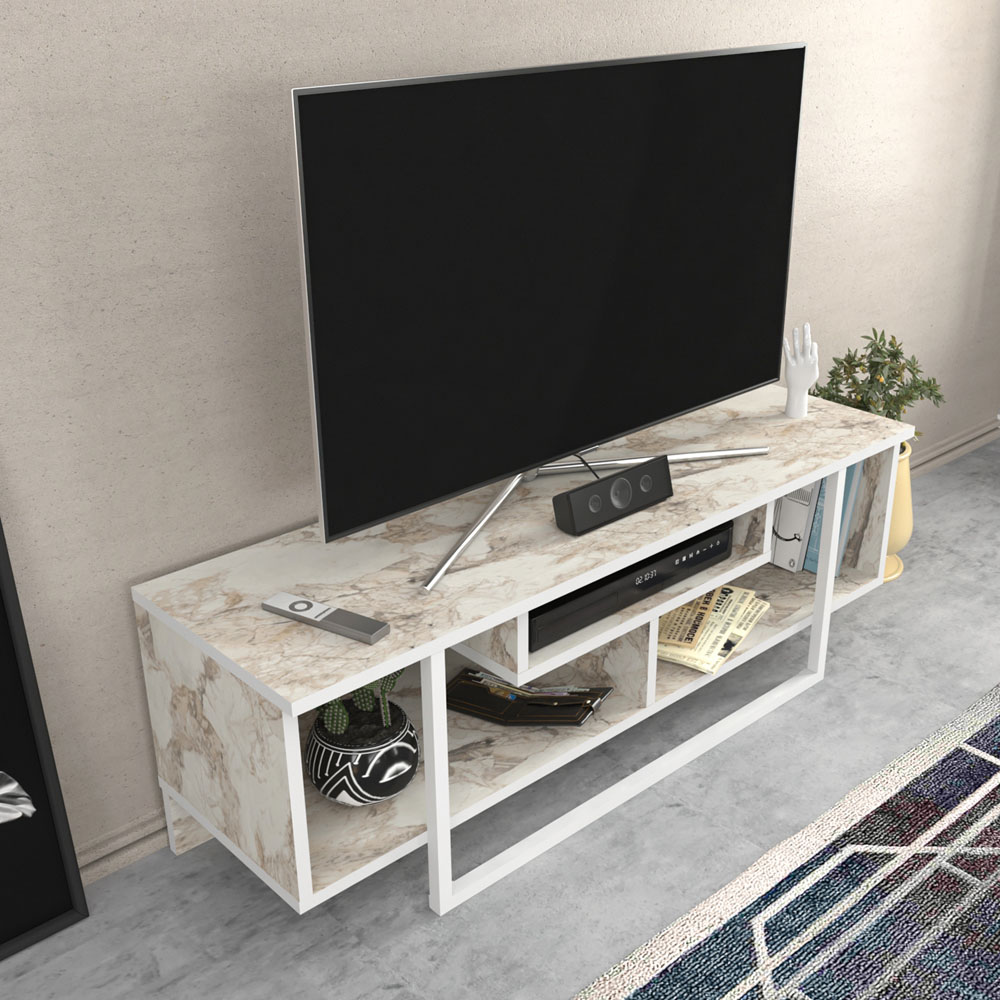 Decorotika Asal Ephesus and White Wide TV Unit Image 7