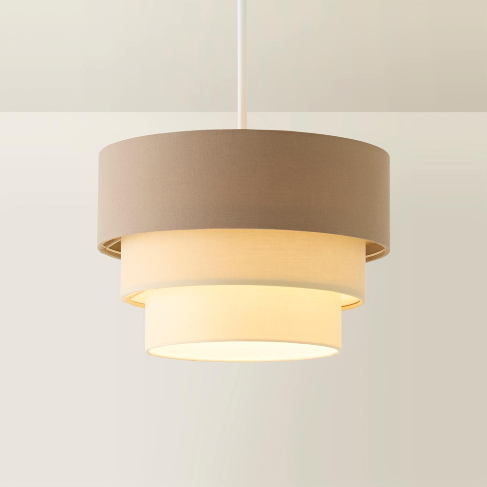 ValueLights Aztec 3 Tier Beige Fabric Easy Fit Ceiling Pendant Lamp Shade 30cm Image 3