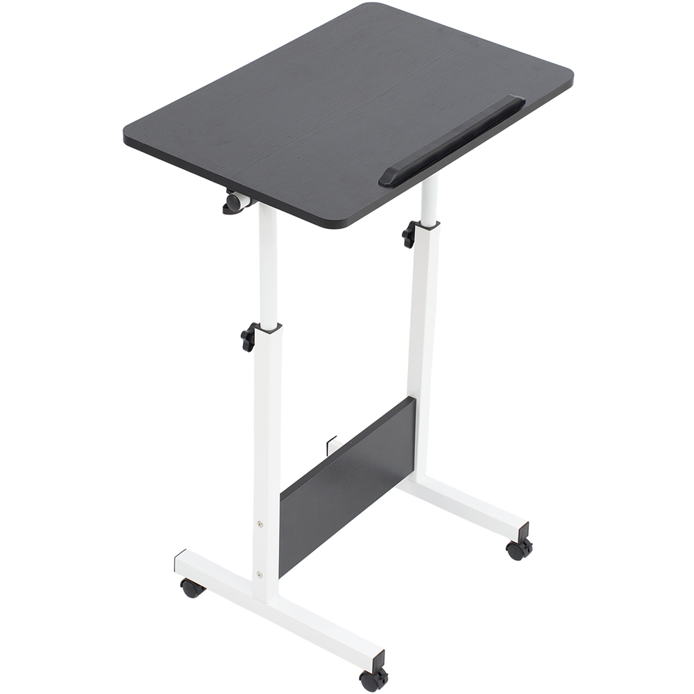 Living and Home Black Adjustable Mobile Table with Foldable Top and Lockable Castors Image 2