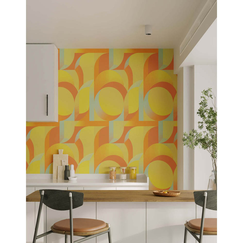 Bobbi Beck Eco Luxury Futuristic Abstract Pattern Orange Wallpaper Image 2