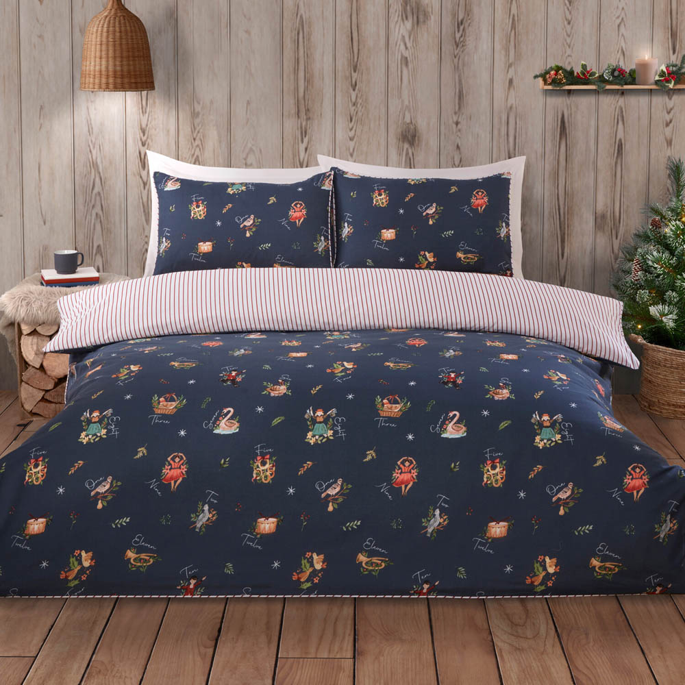 12 Days of Christmas Duvet Set - Blue / King Image 1