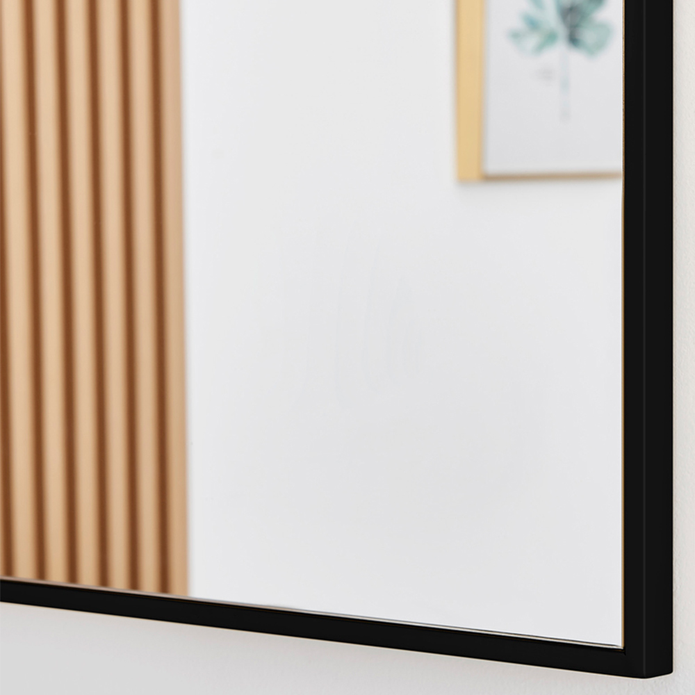 Furniturebox Austen Rectangular Black Metal Wall Mirror 100 x 66cm Image 6