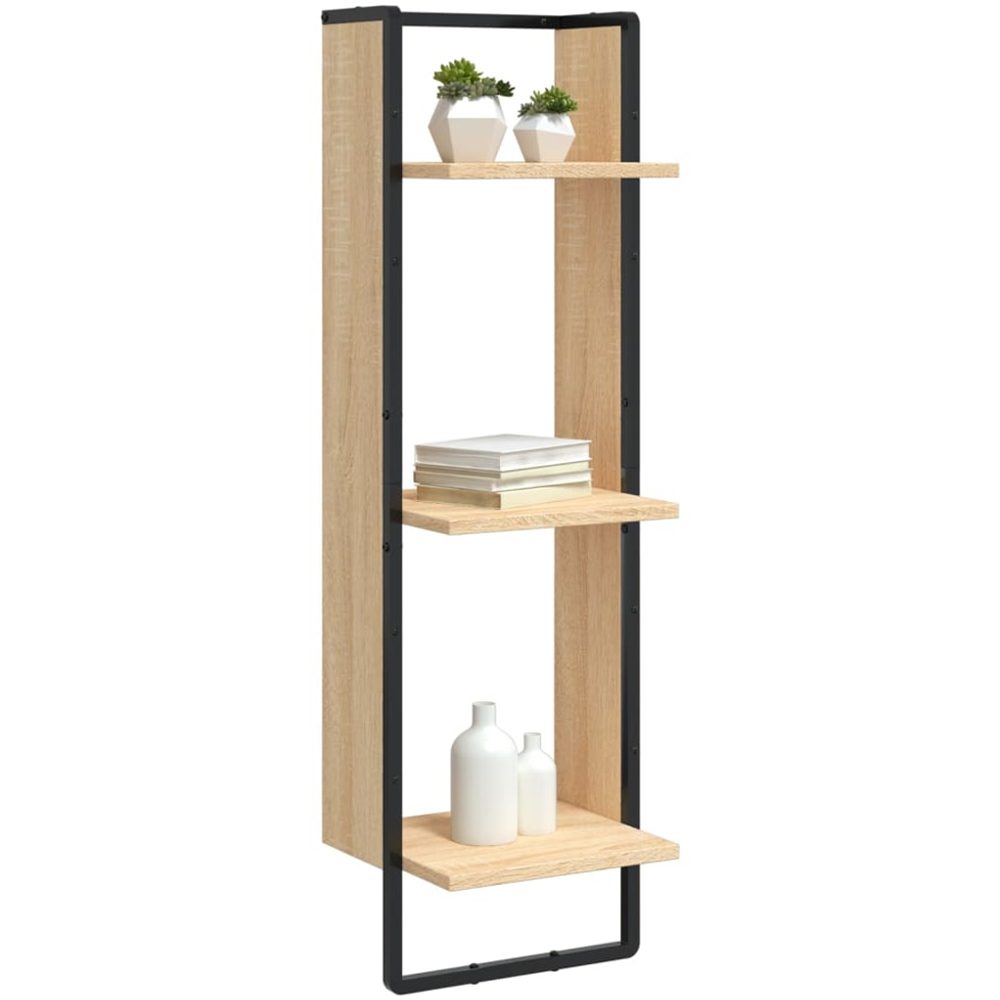 vidaXL 3 Shelf Sonoma Oak Floating Wall Shelf Image 2
