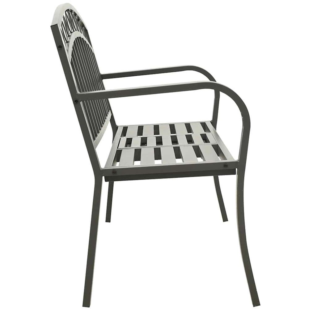 vidaXL 2 Seater Grey Steel Garden Bench with Table Image 4