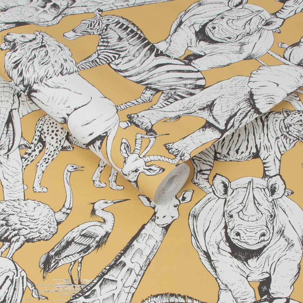 Superfresco Easy Jungle Animal Yellow Wallpaper Image 2