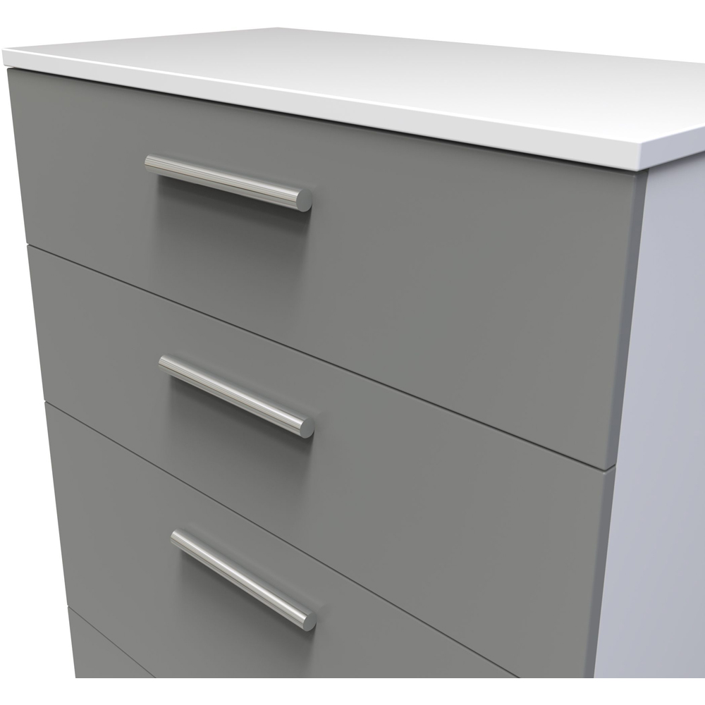 Crowndale Contrast 4 Drawer Dusk Grey and White Deep Chest of Drawers Ready Assembled Image 4