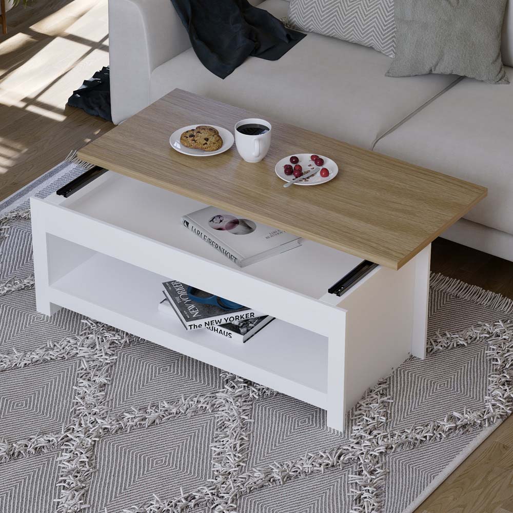 Vida Designs Arlington Sliding Top White Coffee Table Image 6