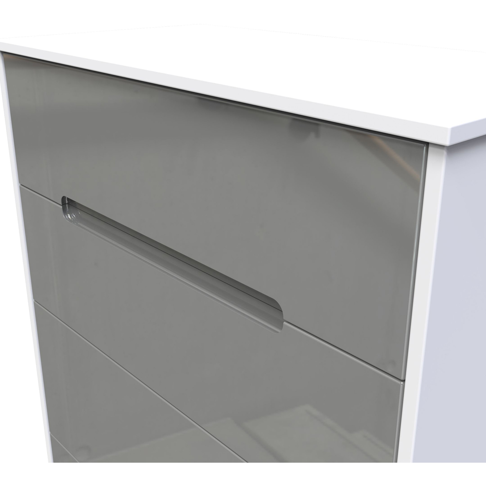 Crowndale Monaco 4 Drawer Grey Gloss and White Deep Chest of Drawers Ready Assembled Image 5