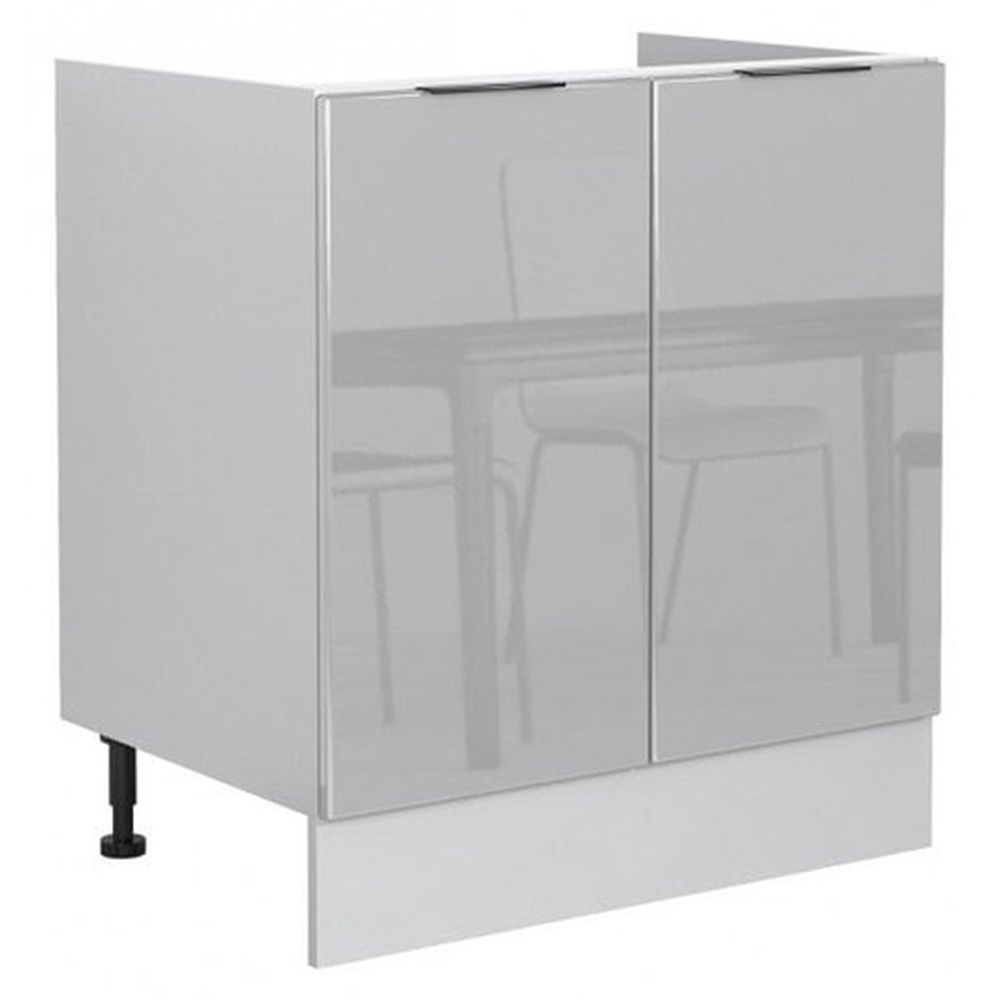 Impact Furniture Star Light Grey Gloss Freestanding Kitchen Sink Base Unit with Sit On Sink 800mm Image 4