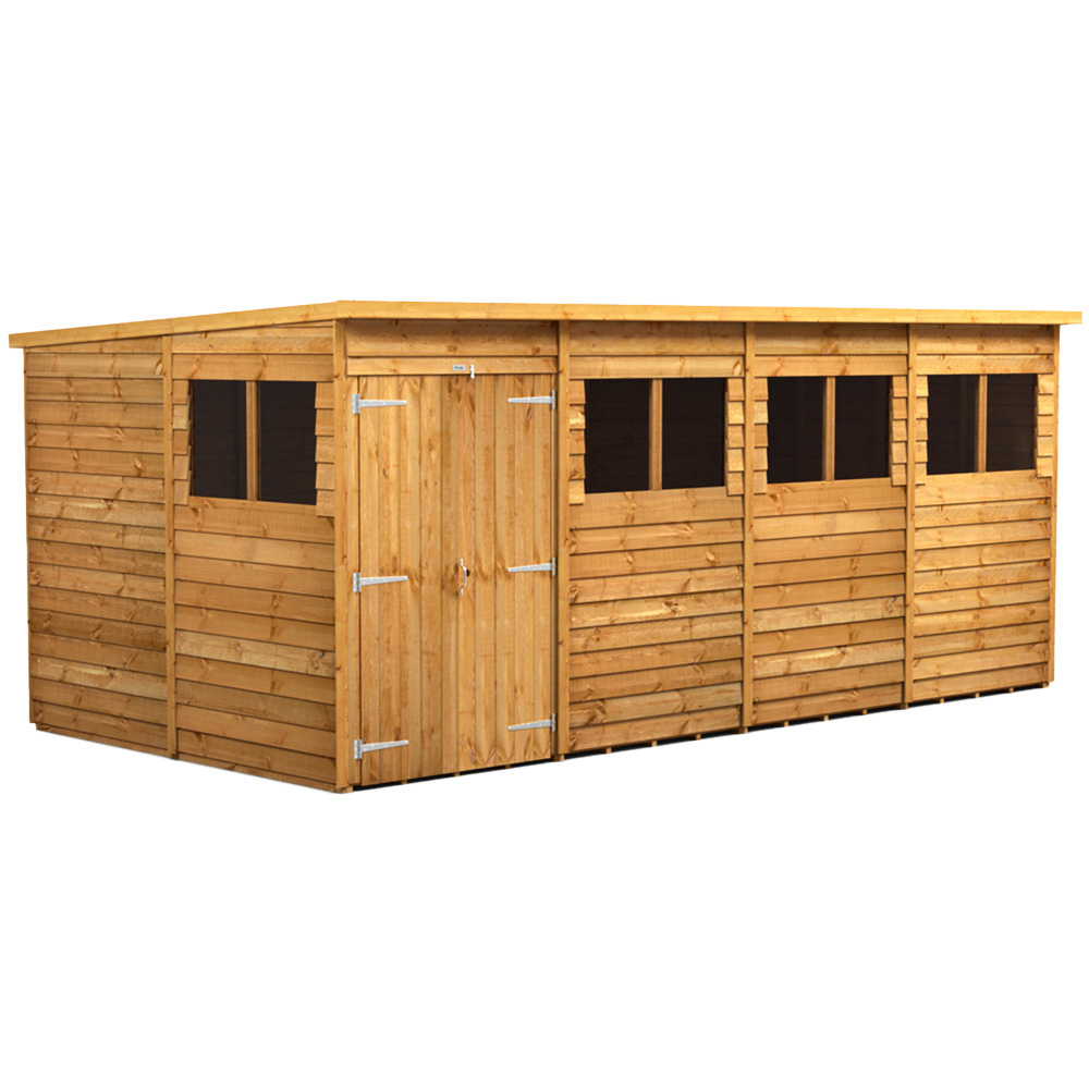 Power Sheds 16 x 8ft Double Door Overlap Pent Wooden Shed with Window Image 1