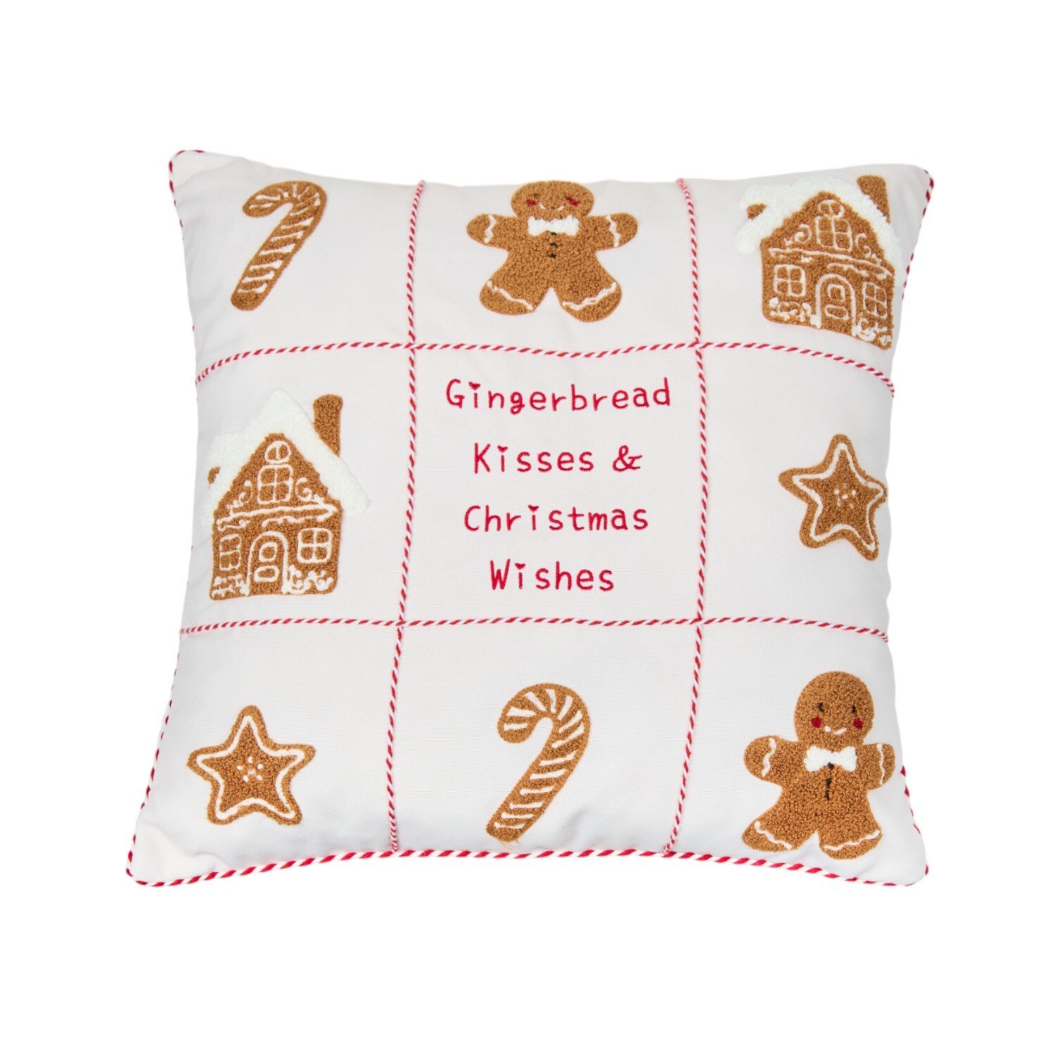 Gingerbread Kisses and Wishes Cushion White Image 1